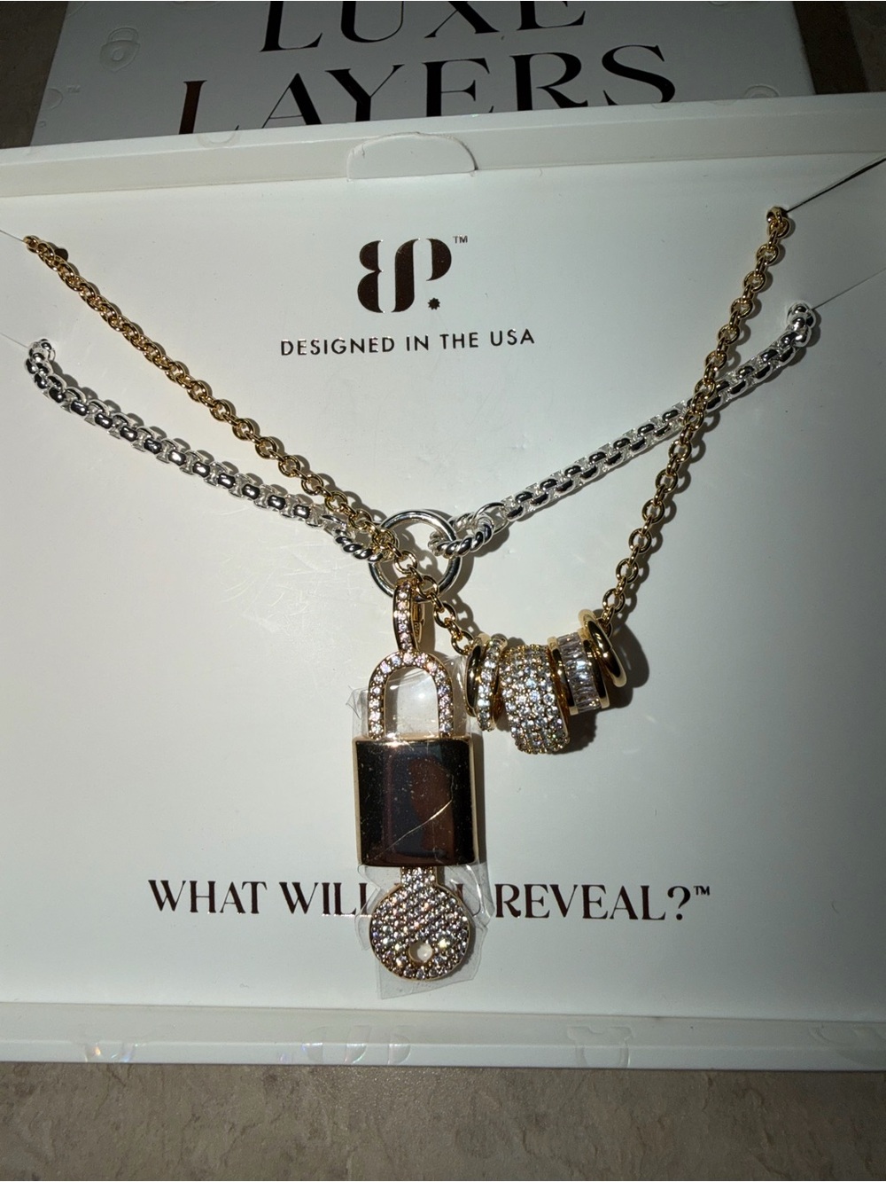 BP Luxe Layers-Lock It In “The Lock and Key Diamond CZ on Gold and Silver